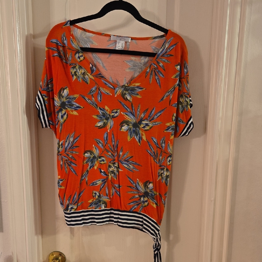 Lascana For Venus Tropical Orange Floral Women's Top Size Xl